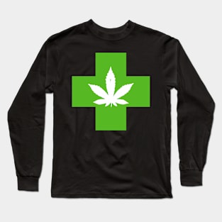 Green Medical Marijuana Cross | Weed Medicine Long Sleeve T-Shirt